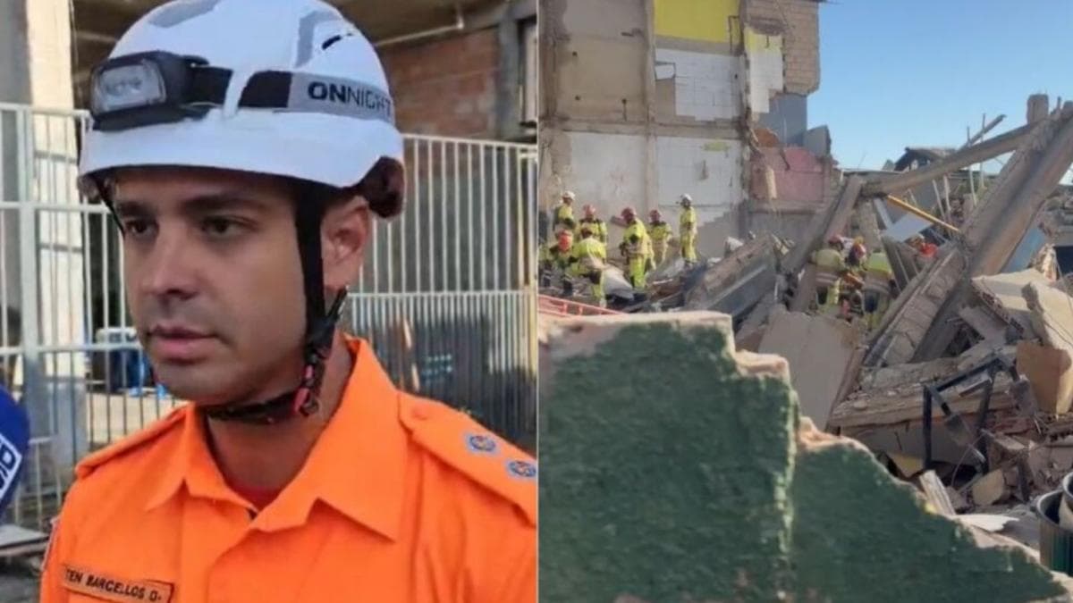 Bombeiros usam cães e detectores de vida em busca de vítimas após desabamento em BH